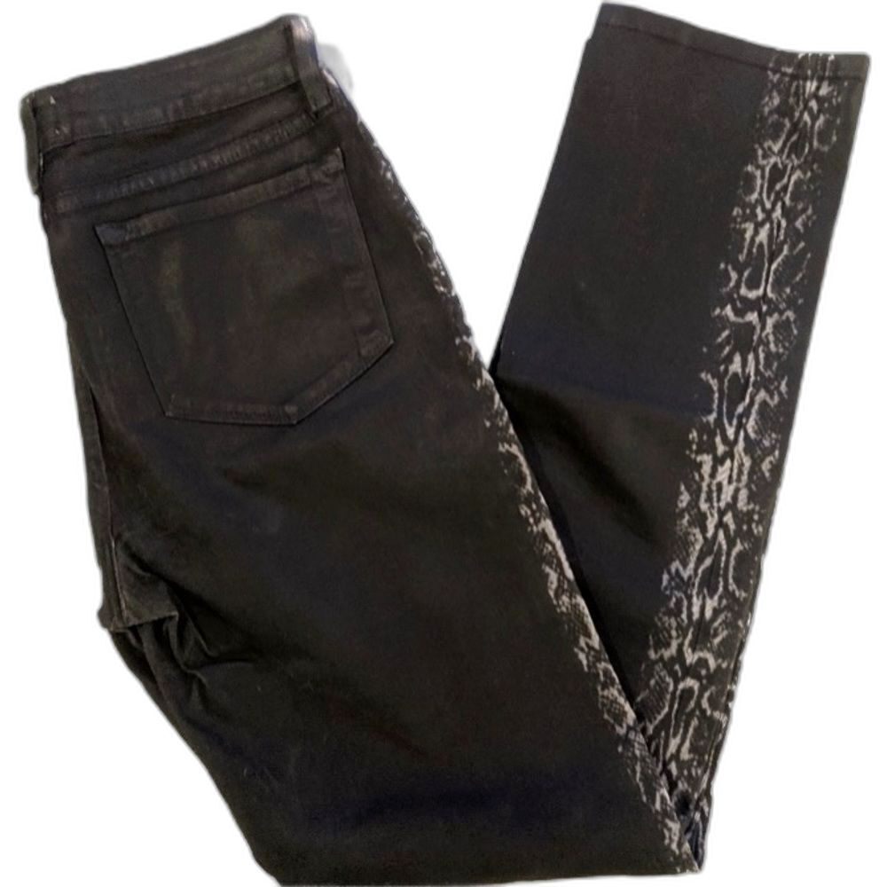 NYDJ - black jeans with snake print side stripes. Slim cut and true to size. - Picture 5 of 15